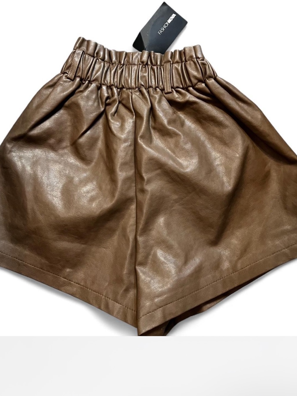 Faux Leather High-Waist Brown Shorts